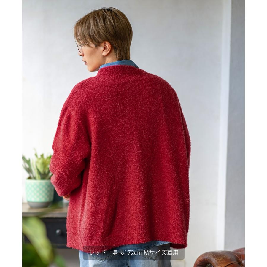 カーディガン メンズ フェザーヤーン Vネックニット 無地 オーバーサイズ アメカジ カジュアル シンプル ストリート スケーター 韓国 | improves | 18