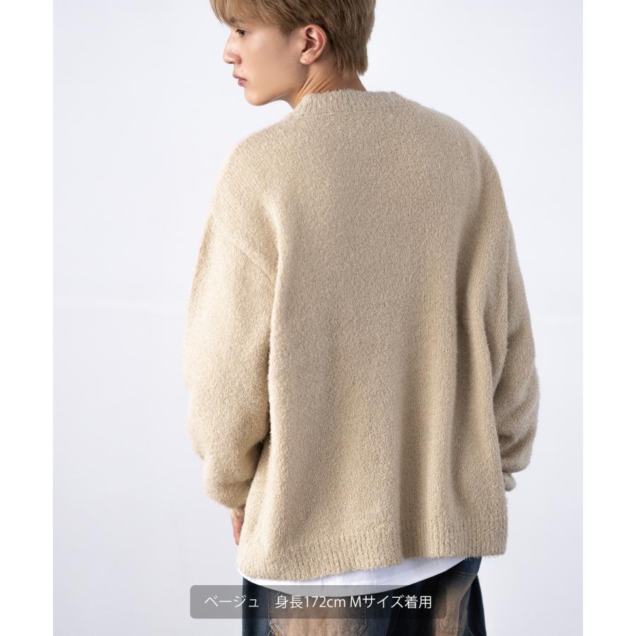 カーディガン メンズ フェザーヤーン Vネックニット 無地 オーバーサイズ アメカジ カジュアル シンプル ストリート スケーター 韓国 | improves | 22