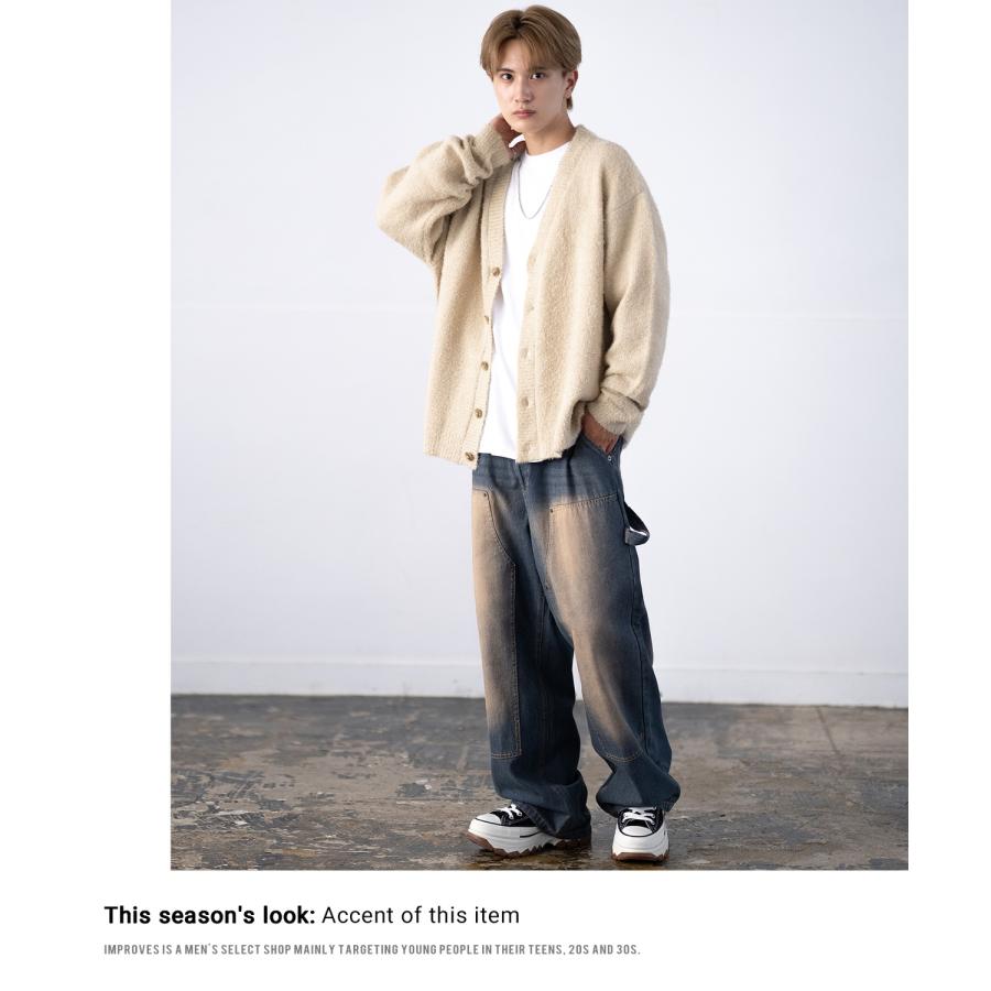 goa カーディガン メンズF improves カーディガン メンズ フェザーヤーン Vネックニット