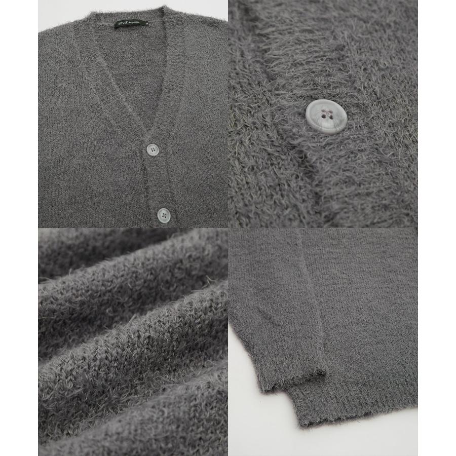 カーディガン メンズ フェザーヤーン Vネックニット 無地 オーバーサイズ アメカジ カジュアル シンプル ストリート スケーター 韓国 | improves | 24