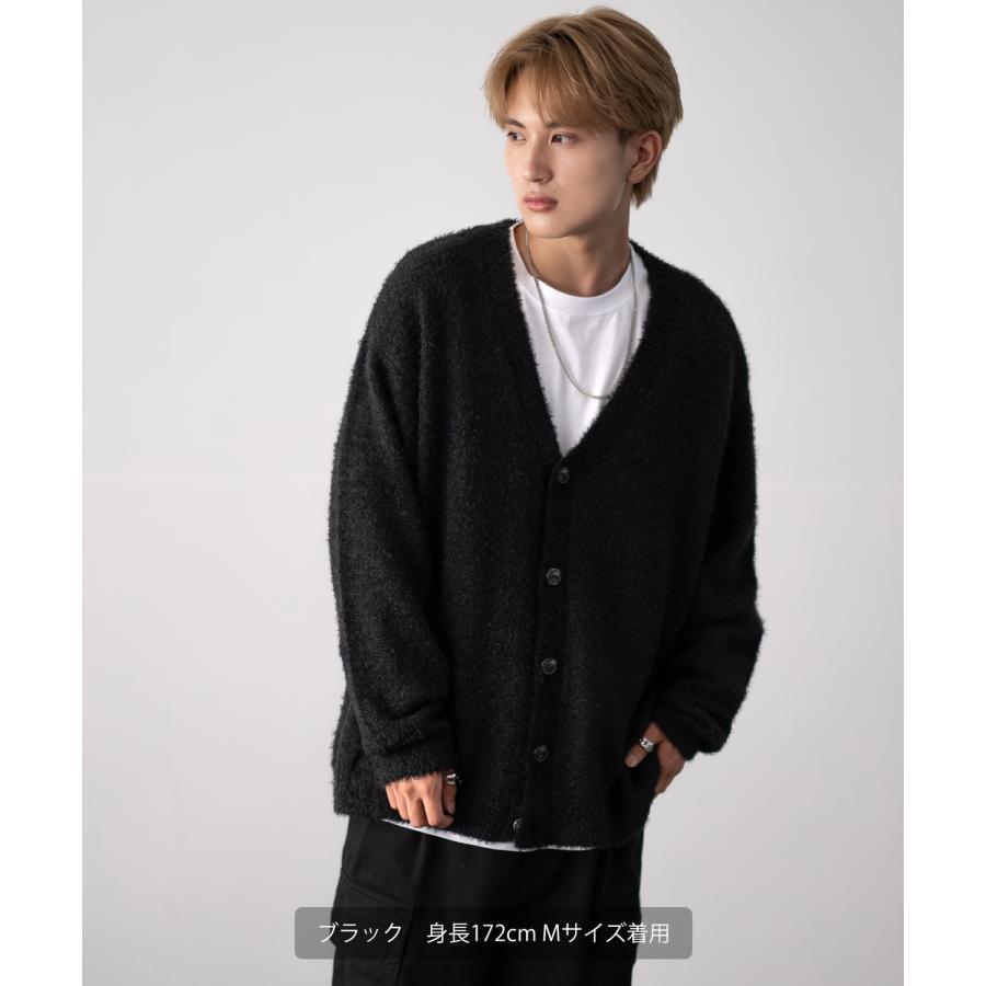 カーディガン メンズ フェザーヤーン Vネックニット 無地 オーバーサイズ アメカジ カジュアル シンプル ストリート スケーター 韓国 | improves | 10