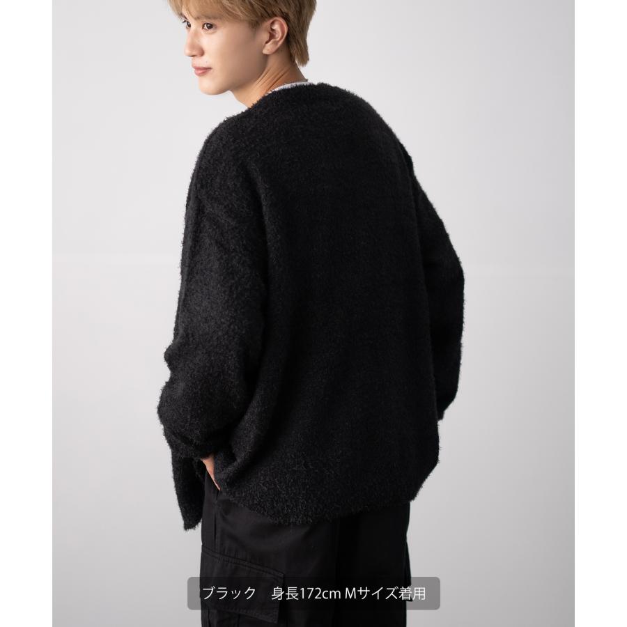 カーディガン メンズ フェザーヤーン Vネックニット 無地 オーバーサイズ アメカジ カジュアル シンプル ストリート スケーター 韓国 | improves | 11