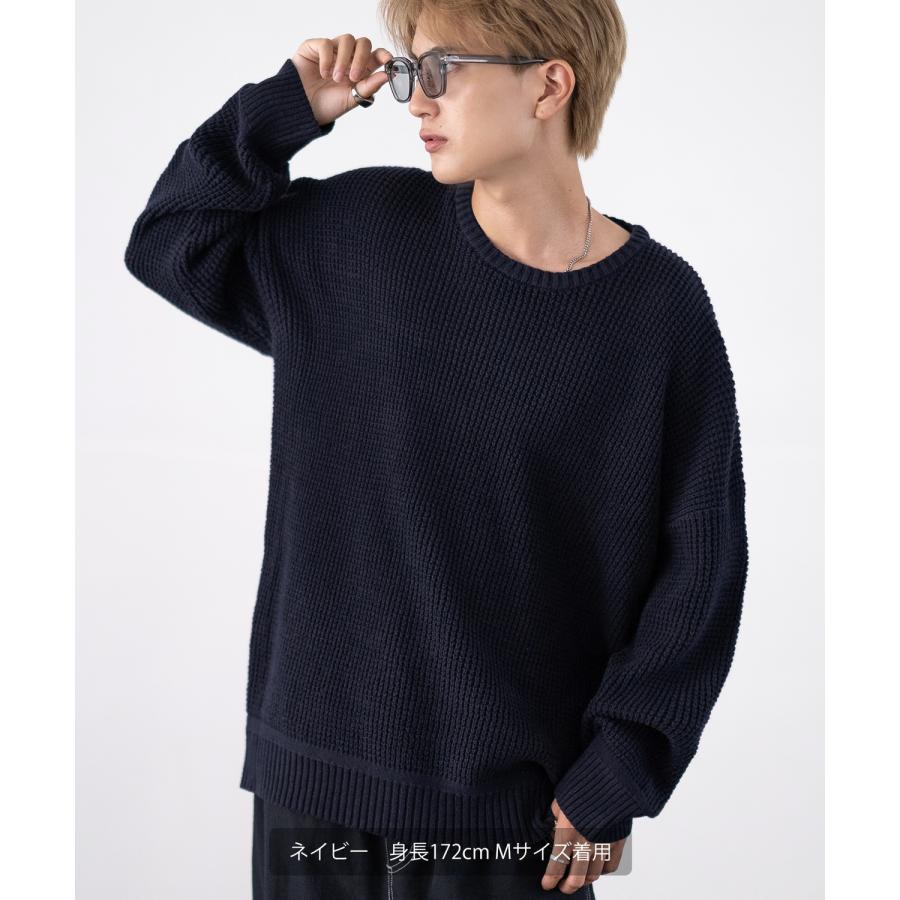 セーター メンズ ラーベン編み コットンニット クルーネックニット 無地 ボーダー 総柄 アメカジ カジュアル シンプル ストリート スケーター 韓国ファッション | improves | 23