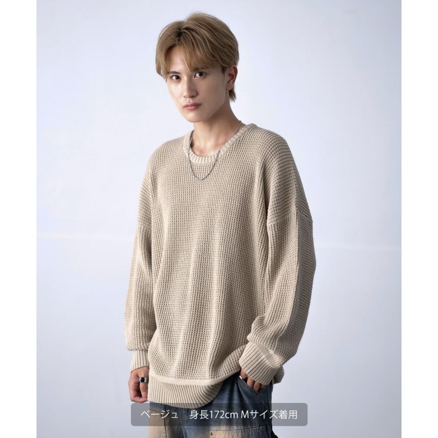 セーター メンズ ラーベン編み コットンニット クルーネックニット 無地 ボーダー 総柄 アメカジ カジュアル シンプル ストリート スケーター 韓国ファッション | improves | 09