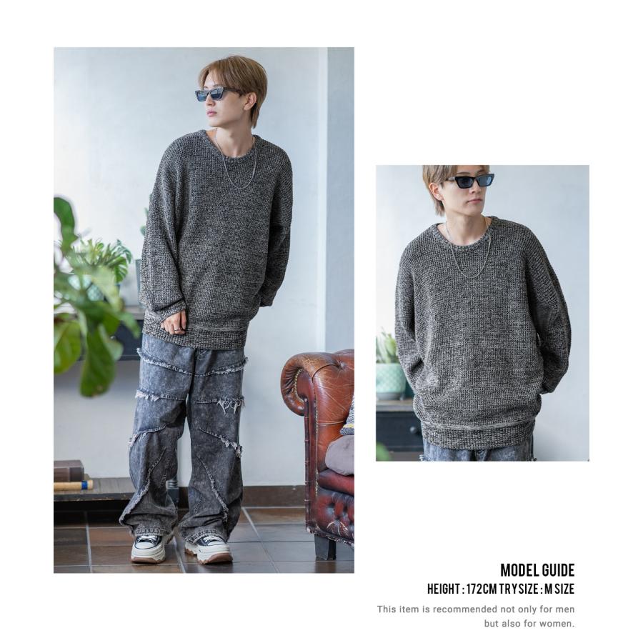 セーター メンズ ラーベン編み コットンニット クルーネックニット 無地 ボーダー 総柄 アメカジ カジュアル シンプル ストリート スケーター 韓国ファッション | improves | 14