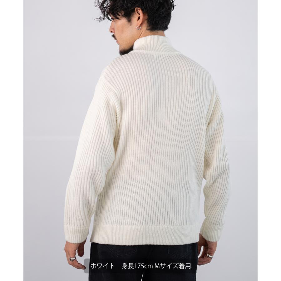 セーター メンズ リブ編み ハーフジップ ネックニット 無地 ボーダー アメカジ カジュアル シンプル ストリート スケーター 韓国ファッション | improves | 13