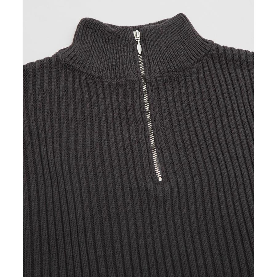 セーター メンズ リブ編み ハーフジップ ネックニット 無地 ボーダー アメカジ カジュアル シンプル ストリート スケーター 韓国ファッション | improves | 18