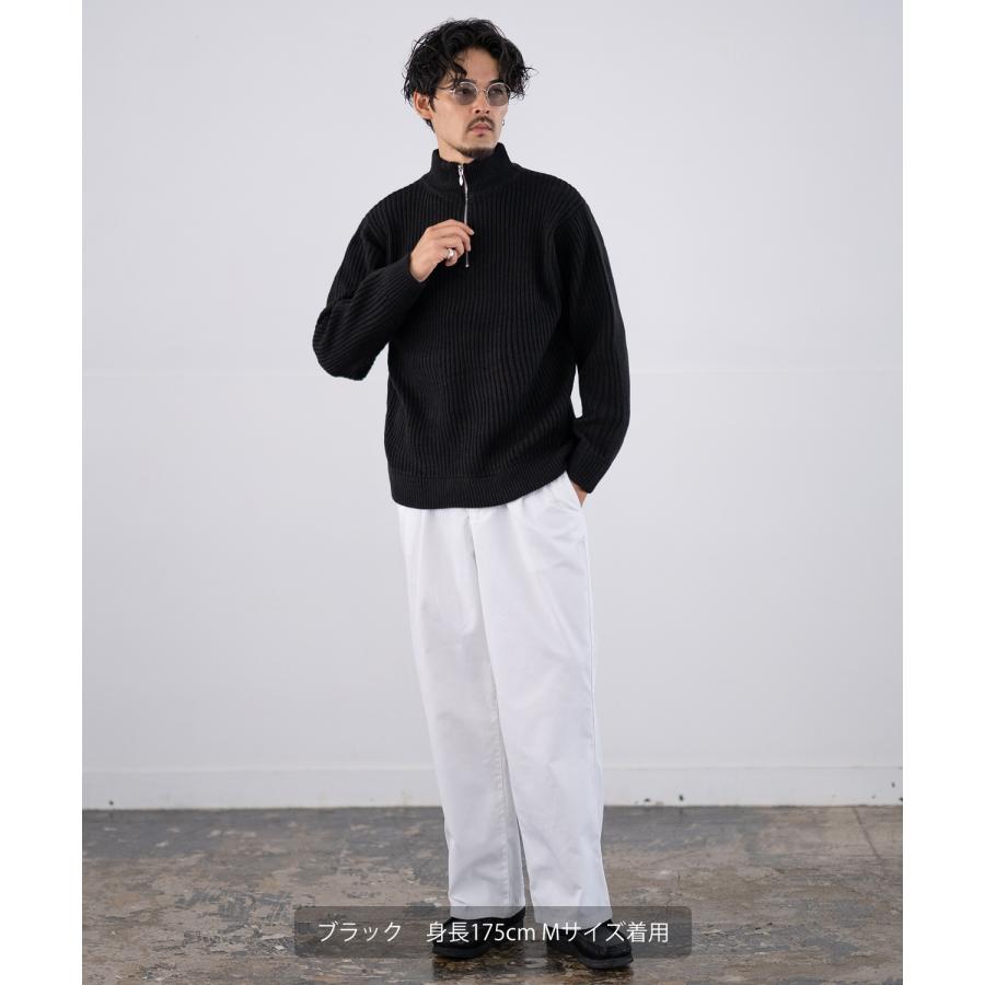 セーター メンズ リブ編み ハーフジップ ネックニット 無地 ボーダー アメカジ カジュアル シンプル ストリート スケーター 韓国ファッション | improves | 11