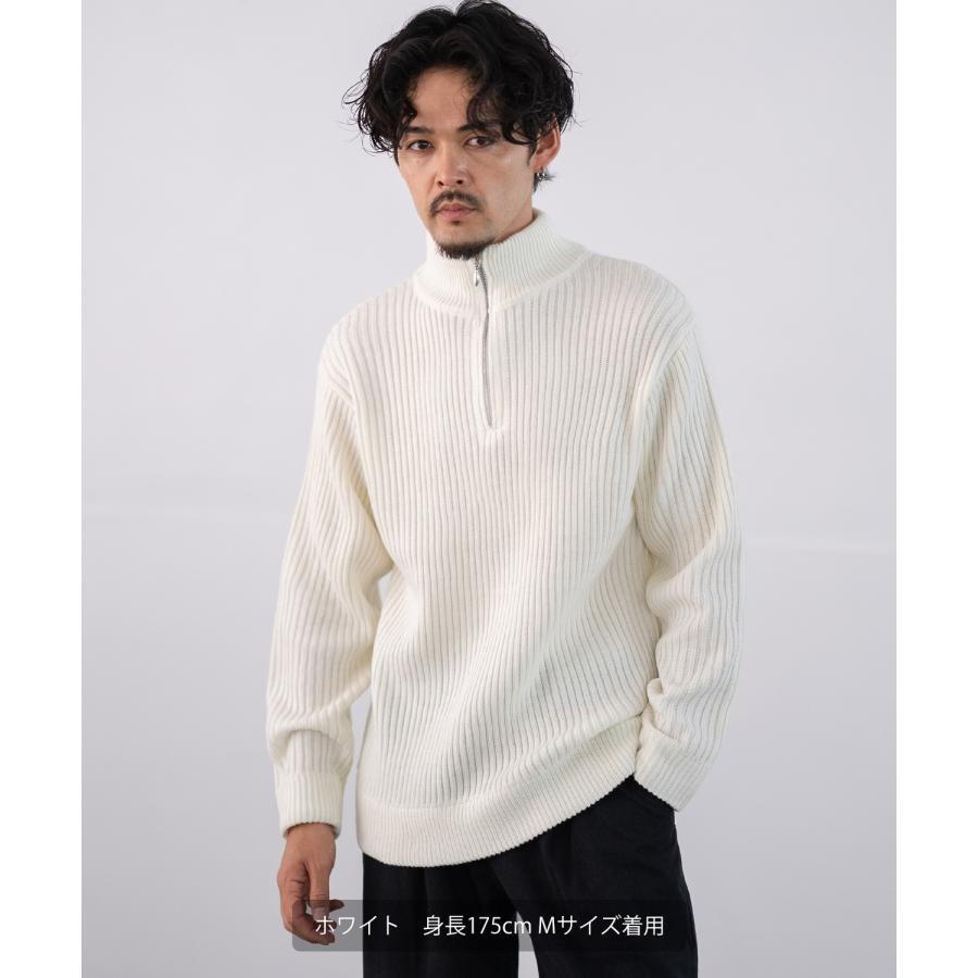 セーター メンズ リブ編み ハーフジップ ネックニット 無地 ボーダー アメカジ カジュアル シンプル ストリート スケーター 韓国ファッション | improves | 12