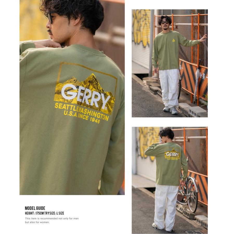 長袖Tシャツ メンズ GERRY ジェリー 別注プリント ロンT カットソー バックプリント ボックスロゴ アウトドア ストリート アメカジ 古着MIX ホワイト ブラック | GERRY | 20