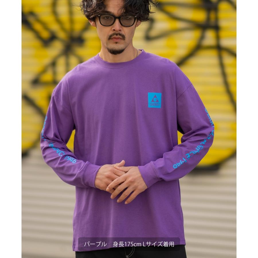 長袖Tシャツ メンズ GERRY ジェリー 別注プリント ロンT カットソー バックプリント スクエアロゴ アウトドア ストリート アメカジ 古着MIX ホワイト ブラック | GERRY | 21