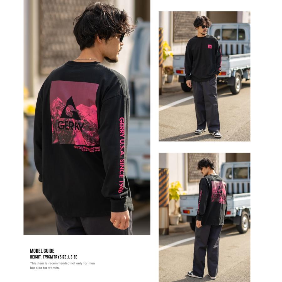 長袖Tシャツ メンズ GERRY ジェリー 別注プリント ロンT カットソー バックプリント スクエアロゴ アウトドア ストリート アメカジ 古着MIX ホワイト ブラック | GERRY | 08