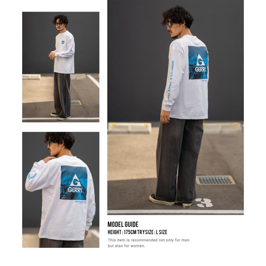 長袖Tシャツ メンズ GERRY ジェリー 別注プリント ロンT カットソー バックプリント スクエアロゴ アウトドア ストリート アメカジ 古着MIX ホワイト ブラック | GERRY | 11
