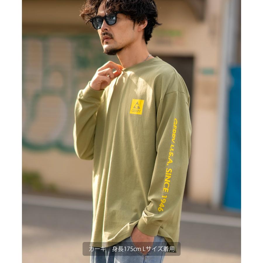 長袖Tシャツ メンズ GERRY ジェリー 別注プリント ロンT カットソー バックプリント スクエアロゴ アウトドア ストリート アメカジ 古着MIX ホワイト ブラック | GERRY | 12