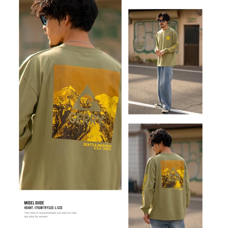 長袖Tシャツ メンズ GERRY ジェリー 別注プリント ロンT カットソー バックプリント スクエアロゴ アウトドア ストリート アメカジ 古着MIX ホワイト ブラック | GERRY | 14