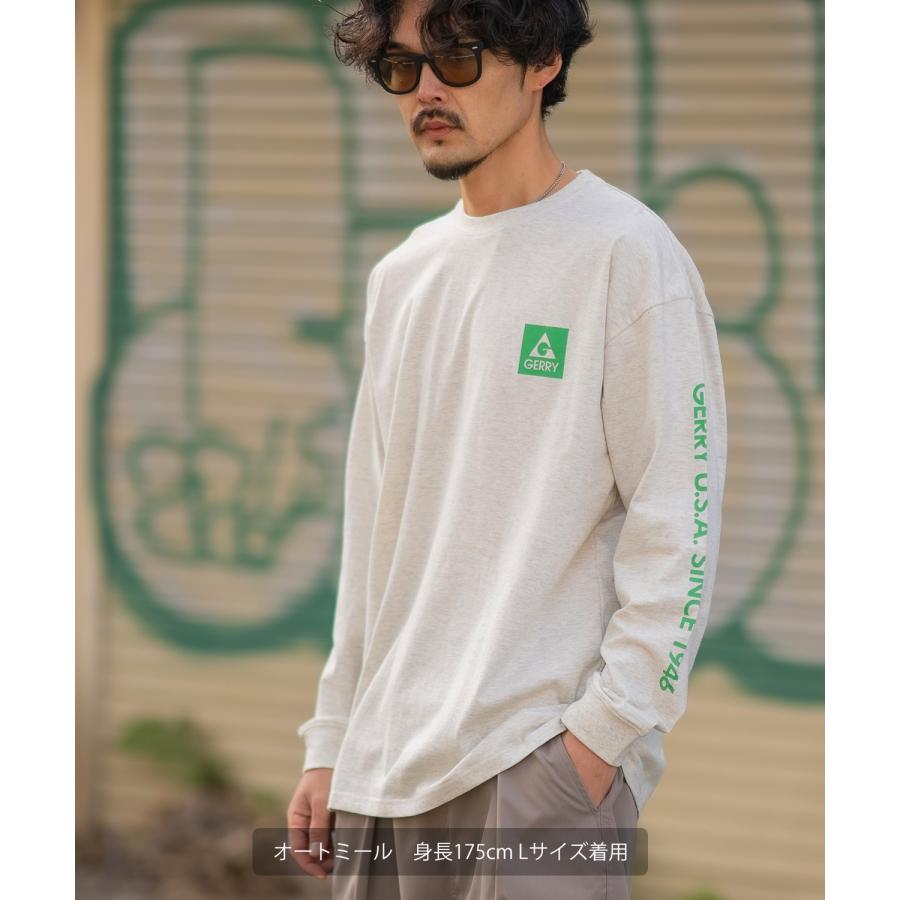 長袖Tシャツ メンズ GERRY ジェリー 別注プリント ロンT カットソー バックプリント スクエアロゴ アウトドア ストリート アメカジ 古着MIX ホワイト ブラック | GERRY | 15