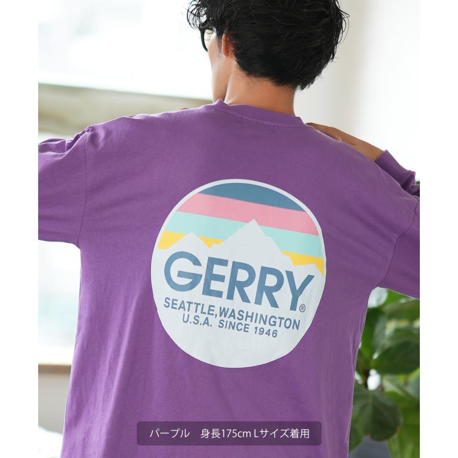 長袖Tシャツ メンズ GERRY ジェリー 別注プリント ロンT カットソー バックプリント サークルロゴ アウトドア ストリート アメカジ 古着MIX ホワイト ブラック | GERRY | 24