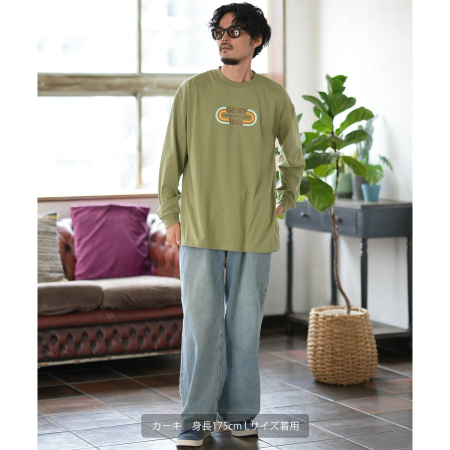 長袖Tシャツ メンズ GERRY ジェリー 別注プリント ロンT カットソー プリント オーバルロゴ アウトドア ストリート アメカジ 古着MIX ホワイト ブラック | GERRY | 18