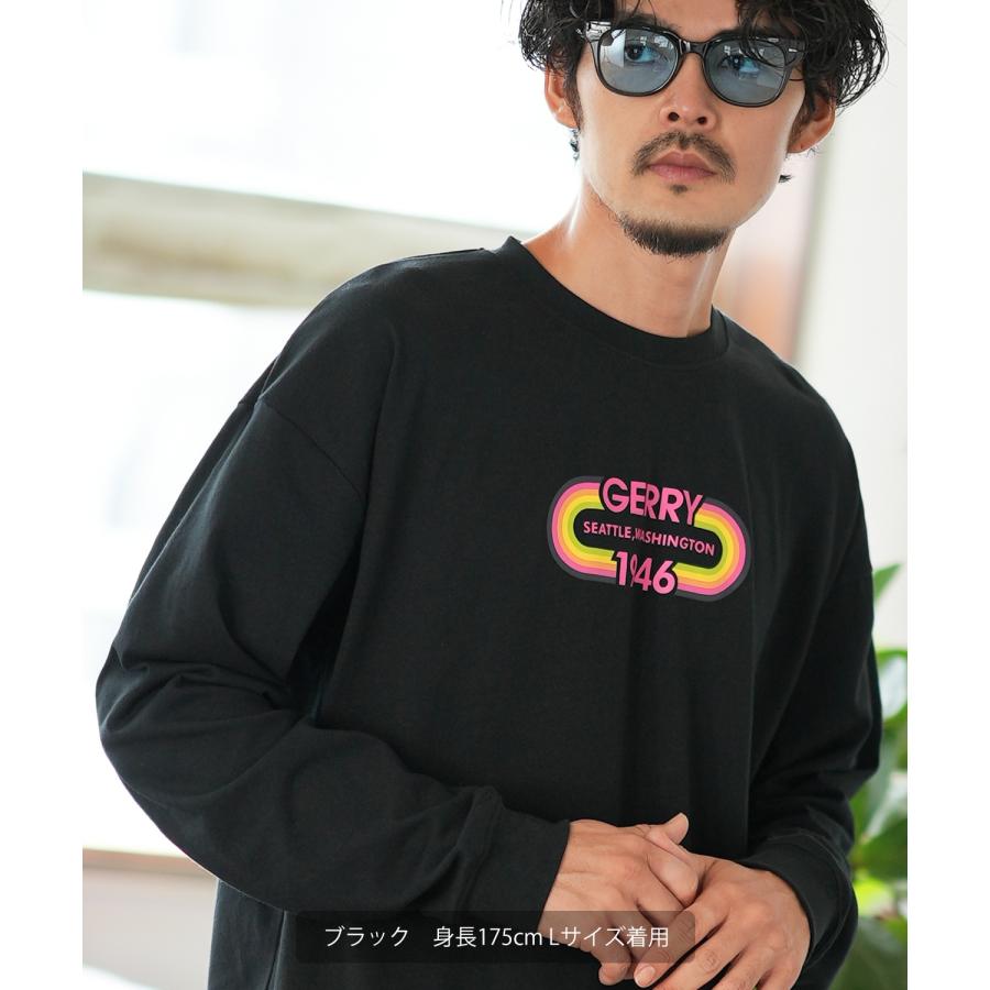 長袖Tシャツ メンズ GERRY ジェリー 別注プリント ロンT カットソー プリント オーバルロゴ アウトドア ストリート アメカジ 古着MIX ホワイト ブラック | GERRY | 10