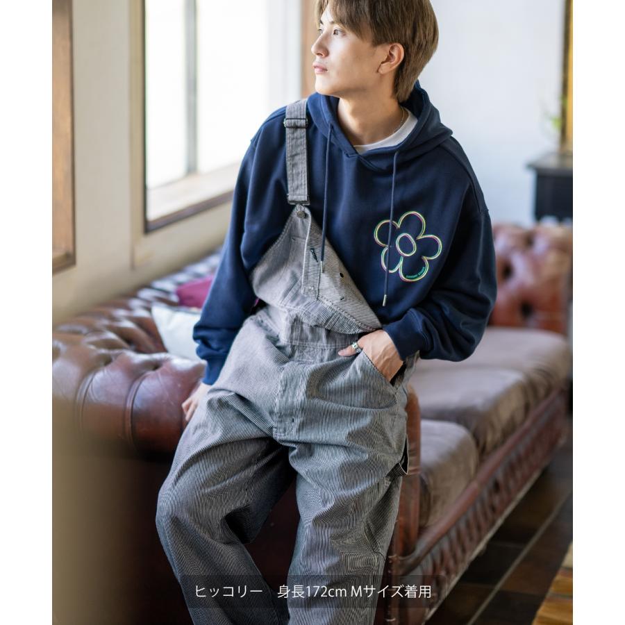 オーバーオール メンズ サロペット デニム ジーンズ ヒッコリー ワイド ゆったり アメカジ カジュアル ワーク ストリート 古着MIX ブルー ネイビー キャメル | improves | 14