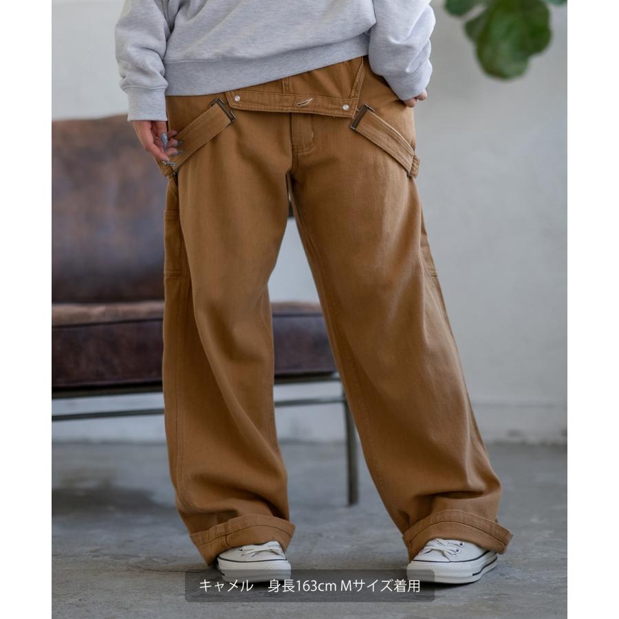 オーバーオール メンズ サロペット デニム ジーンズ ヒッコリー ワイド ゆったり アメカジ カジュアル ワーク ストリート 古着MIX ブルー ネイビー キャメル | improves | 17