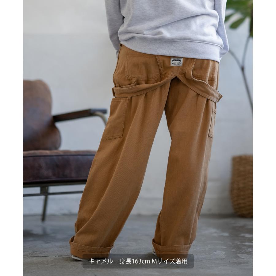 オーバーオール メンズ サロペット デニム ジーンズ ヒッコリー ワイド ゆったり アメカジ カジュアル ワーク ストリート 古着MIX ブルー ネイビー キャメル | improves | 18