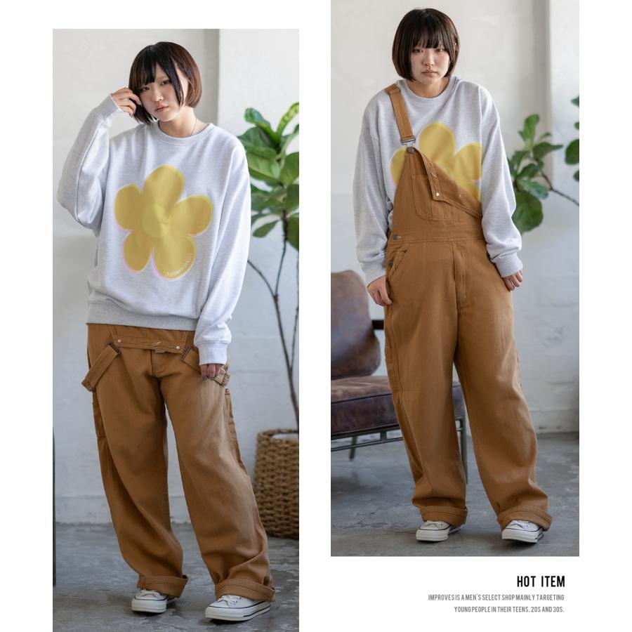 オーバーオール メンズ サロペット デニム ジーンズ ヒッコリー ワイド ゆったり アメカジ カジュアル ワーク ストリート 古着MIX ブルー ネイビー キャメル | improves | 19