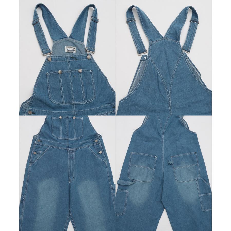 オーバーオール メンズ サロペット デニム ジーンズ ヒッコリー ワイド ゆったり アメカジ カジュアル ワーク ストリート 古着MIX ブルー ネイビー キャメル | improves | 21