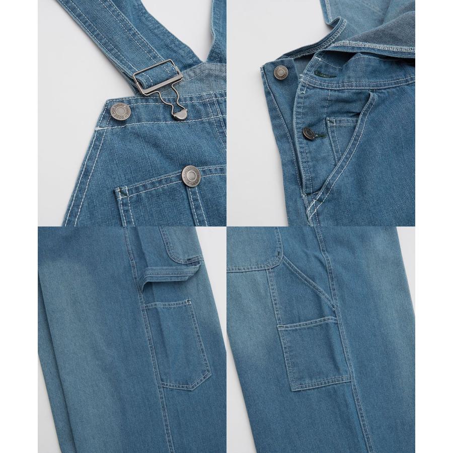 オーバーオール メンズ サロペット デニム ジーンズ ヒッコリー ワイド ゆったり アメカジ カジュアル ワーク ストリート 古着MIX ブルー ネイビー キャメル | improves | 22