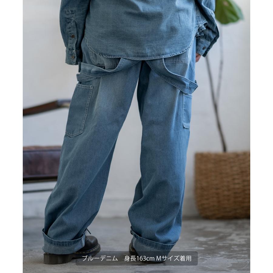 オーバーオール メンズ サロペット デニム ジーンズ ヒッコリー ワイド ゆったり アメカジ カジュアル ワーク ストリート 古着MIX ブルー ネイビー キャメル | improves | 07