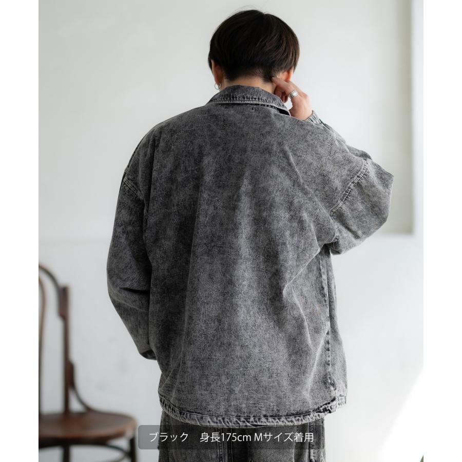 デニムジャケット メンズ ケミカルウォッシュ コーチジャケット Gジャン ブルゾン アウター アメカジ カジュアル ワーク ストリート 古着MIX 韓国 | improves | 12