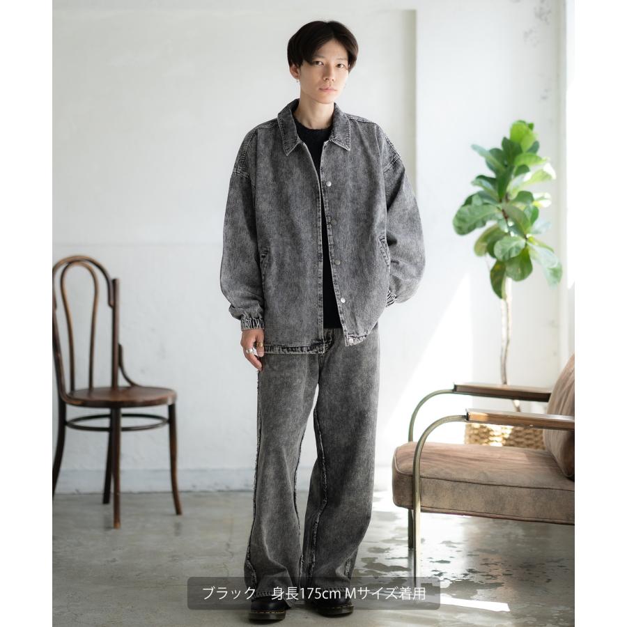 デニムジャケット メンズ ケミカルウォッシュ コーチジャケット Gジャン ブルゾン アウター アメカジ カジュアル ワーク ストリート 古着MIX 韓国 | improves | 14