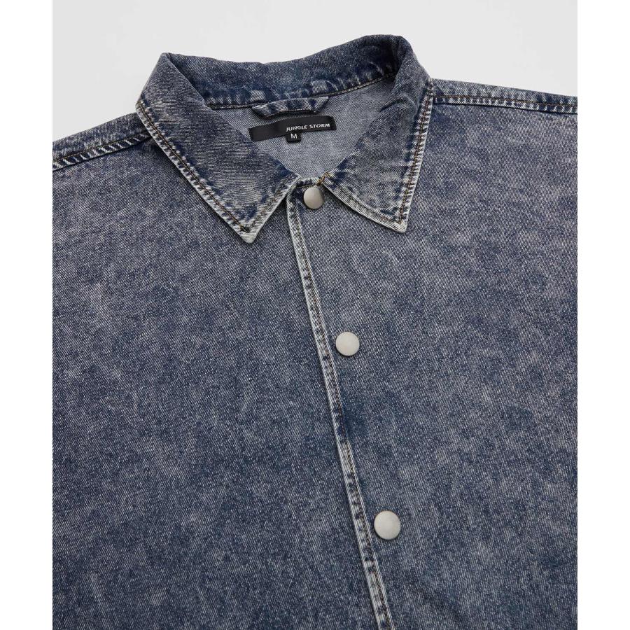 デニムジャケット メンズ ケミカルウォッシュ コーチジャケット Gジャン ブルゾン アウター アメカジ カジュアル ワーク ストリート 古着MIX 韓国 | improves | 16