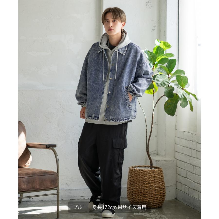 デニムジャケット メンズ ケミカルウォッシュ コーチジャケット Gジャン ブルゾン アウター アメカジ カジュアル ワーク ストリート 古着MIX 韓国 | improves | 07