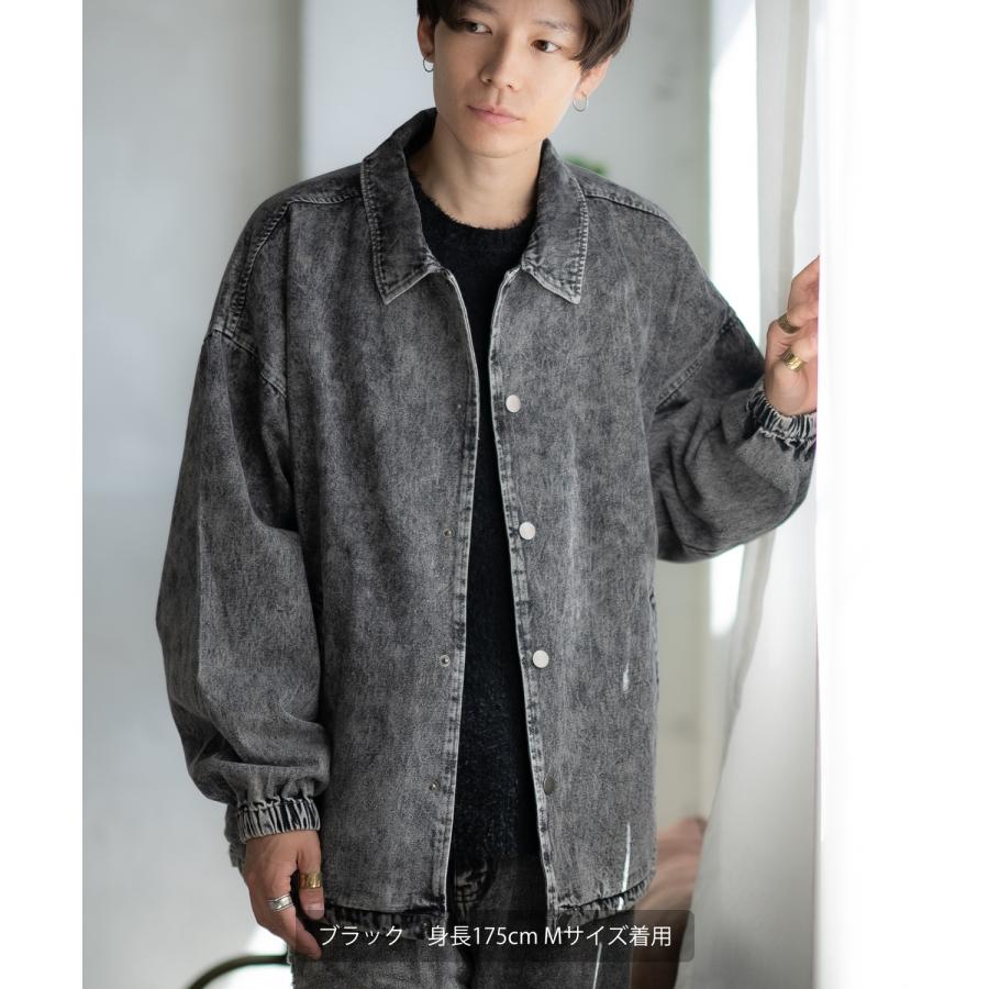 デニムジャケット メンズ ケミカルウォッシュ コーチジャケット Gジャン ブルゾン アウター アメカジ カジュアル ワーク ストリート 古着MIX 韓国 | improves | 08