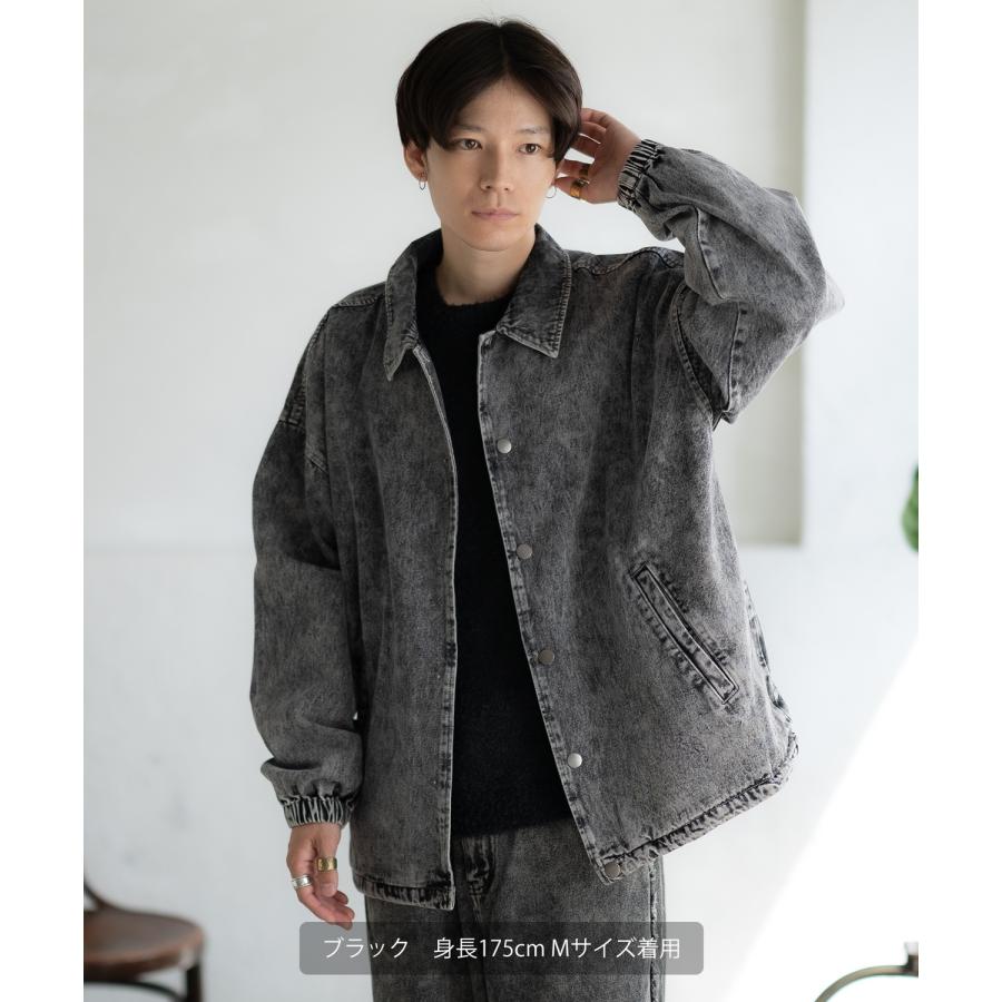 デニムジャケット メンズ ケミカルウォッシュ コーチジャケット Gジャン ブルゾン アウター アメカジ カジュアル ワーク ストリート 古着MIX 韓国 | improves | 09