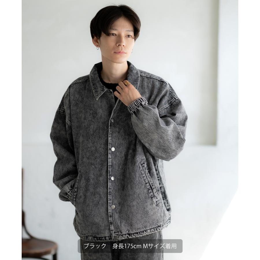 デニムジャケット メンズ ケミカルウォッシュ コーチジャケット Gジャン ブルゾン アウター アメカジ カジュアル ワーク ストリート 古着MIX 韓国 | improves | 10