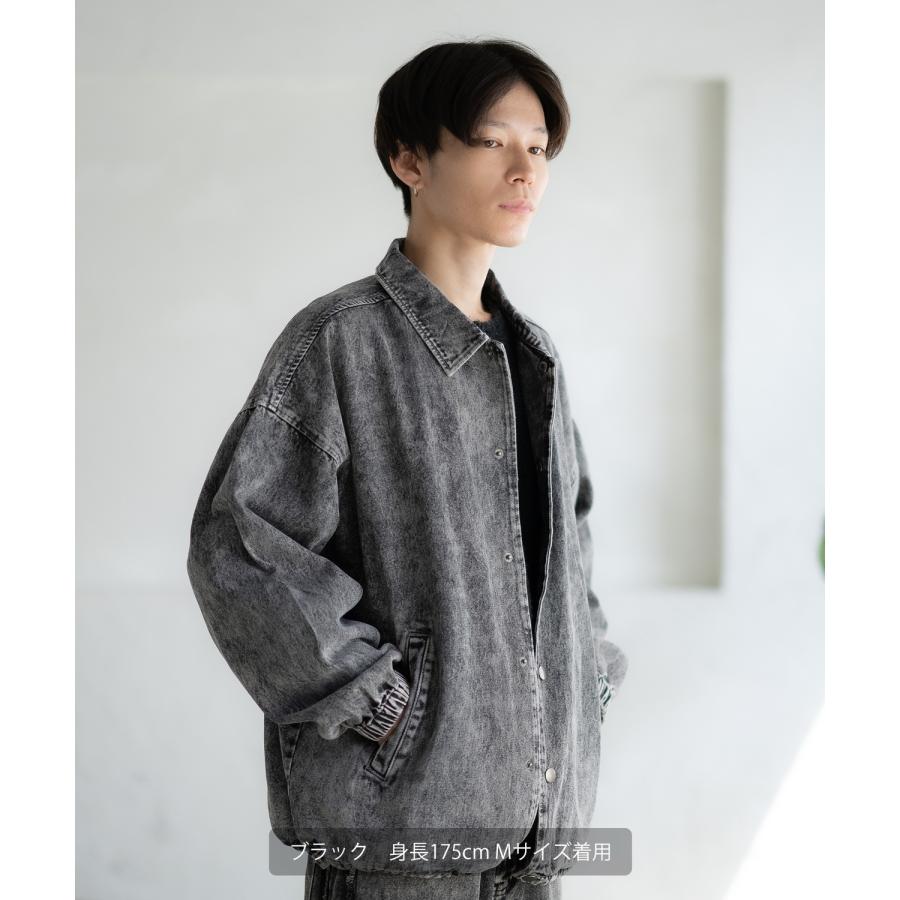デニムジャケット メンズ ケミカルウォッシュ コーチジャケット Gジャン ブルゾン アウター アメカジ カジュアル ワーク ストリート 古着MIX 韓国 | improves | 11