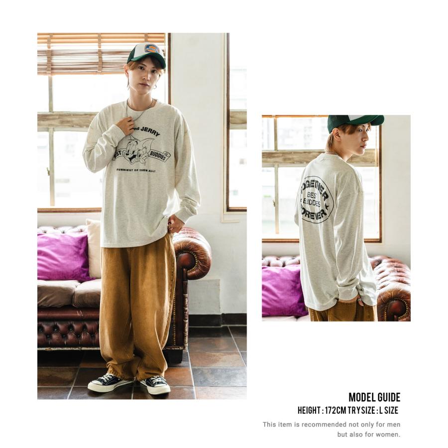 長袖Tシャツ メンズ TOM&JERRY トムとジェリー プリント カットソー ロンT カートゥーン 大きめ アメカジ カジュアル スケーター ストリート 古着MIX | improves | 16
