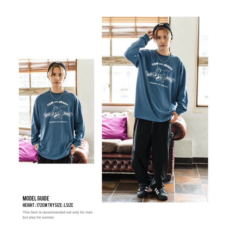 長袖Tシャツ メンズ TOM&JERRY トムとジェリー プリント カットソー ロンT カートゥーン 大きめ アメカジ カジュアル スケーター ストリート 古着MIX | improves | 20