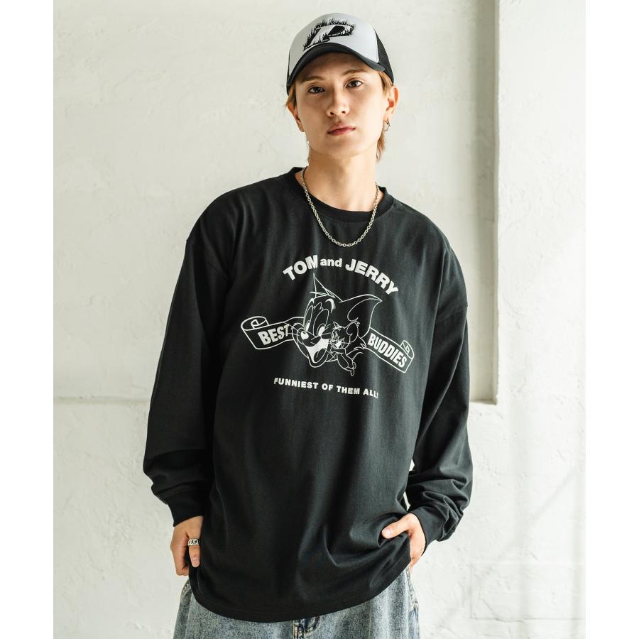長袖Tシャツ メンズ TOM&JERRY トムとジェリー プリント カットソー ロンT カートゥーン 大きめ アメカジ カジュアル スケーター ストリート 古着MIX | improves | 05