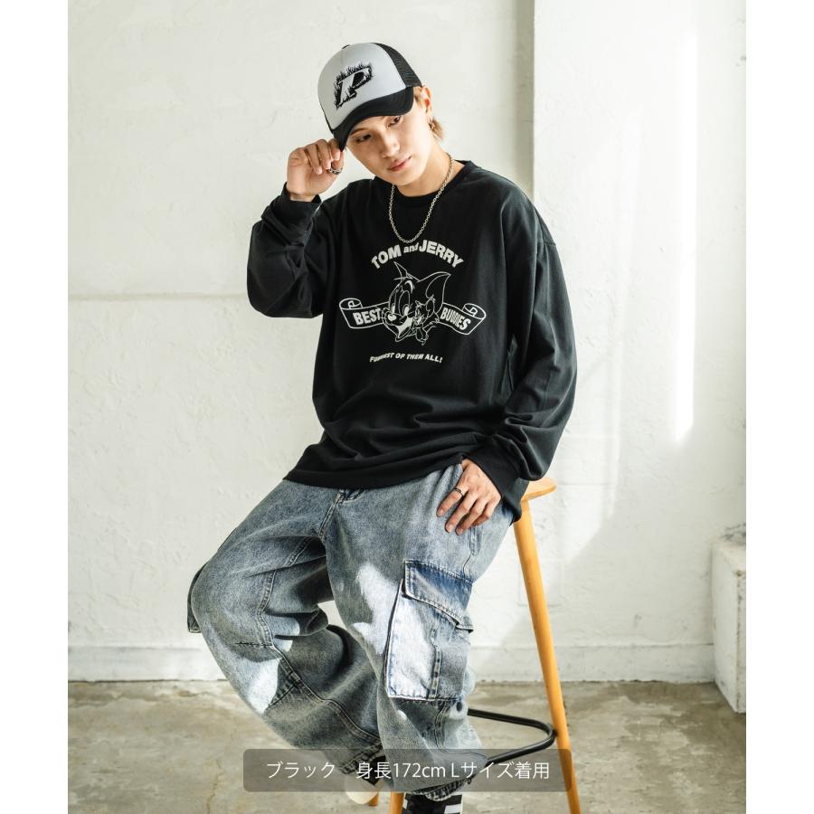 長袖Tシャツ メンズ TOM&JERRY トムとジェリー プリント カットソー ロンT カートゥーン 大きめ アメカジ カジュアル スケーター ストリート 古着MIX | improves | 07
