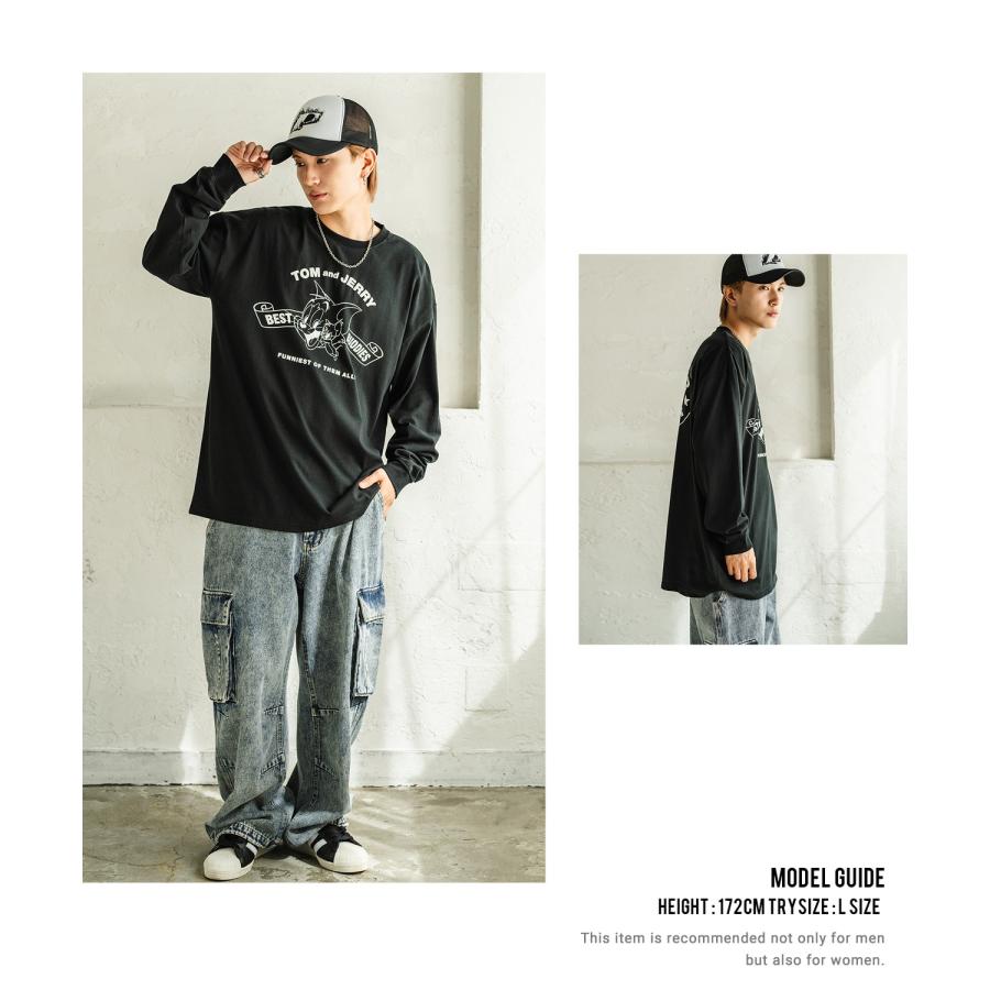 長袖Tシャツ メンズ TOM&JERRY トムとジェリー プリント カットソー ロンT カートゥーン 大きめ アメカジ カジュアル スケーター ストリート 古着MIX | improves | 08