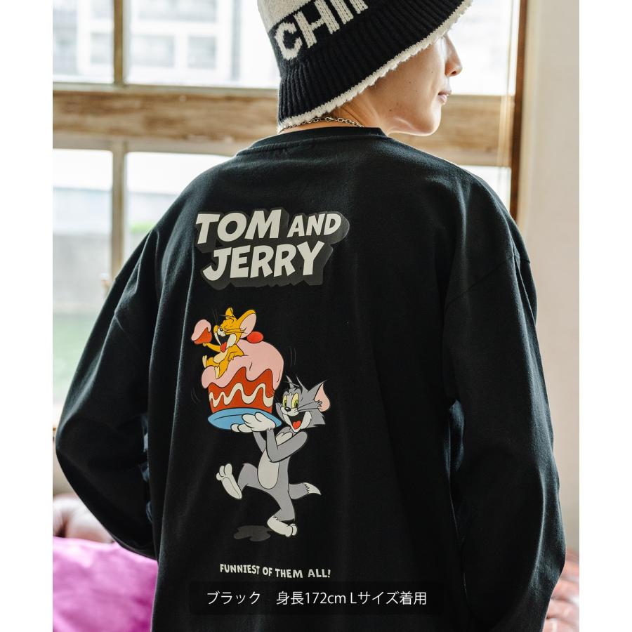 長袖Tシャツ メンズ TOM&JERRY トムとジェリー プリント ケーキ カットソー ロンT カートゥーン 大きめ アメカジ カジュアル スケーター ストリート 古着MIX | improves | 08