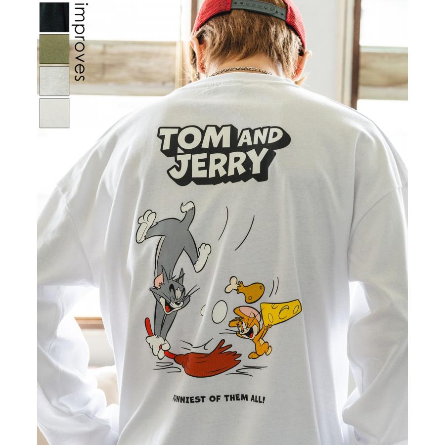 長袖Tシャツ メンズ TOM&JERRY トムとジェリー プリント スウィープ カットソー ロンT カートゥーン 大きめ アメカジ カジュアル スケーター 古着MIX | improves