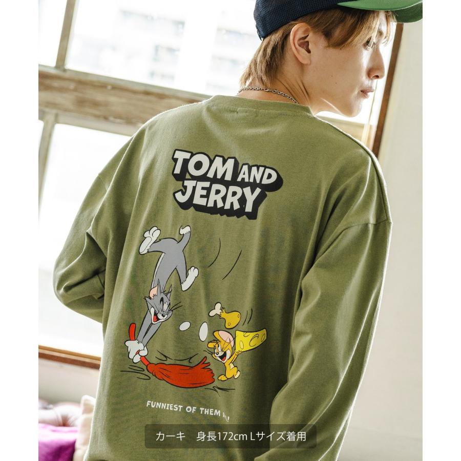 長袖Tシャツ メンズ TOM&JERRY トムとジェリー プリント スウィープ カットソー ロンT カートゥーン 大きめ アメカジ カジュアル スケーター 古着MIX | improves | 16