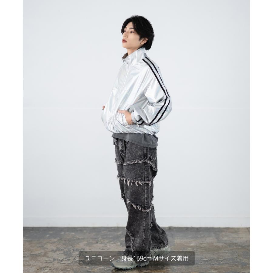 トラックジャケット メンズ シャイニー スタンドカラー ラインジャケット ブルゾン ウィンドブレーカー アウター スケーター ストリート 古着MIX 韓国 | improves | 13