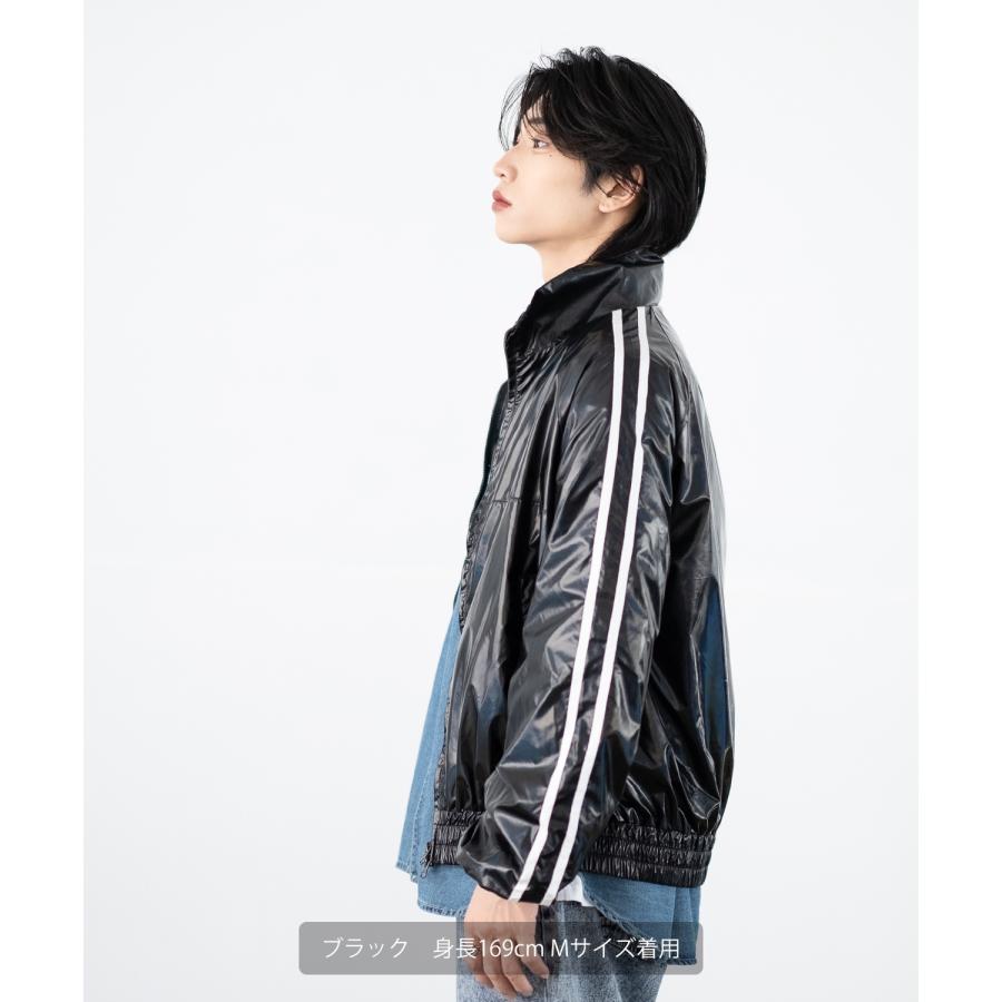 トラックジャケット メンズ シャイニー スタンドカラー ラインジャケット ブルゾン ウィンドブレーカー アウター スケーター ストリート 古着MIX 韓国 | improves | 16