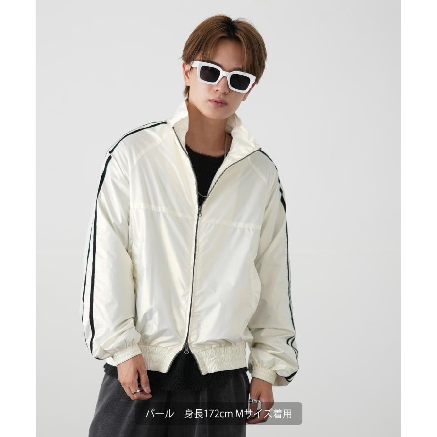 トラックジャケット メンズ シャイニー スタンドカラー ラインジャケット ブルゾン ウィンドブレーカー アウター スケーター ストリート 古着MIX 韓国 | improves | 05