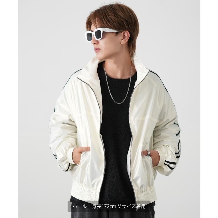 トラックジャケット メンズ シャイニー スタンドカラー ラインジャケット ブルゾン ウィンドブレーカー アウター スケーター ストリート 古着MIX 韓国 | improves | 06